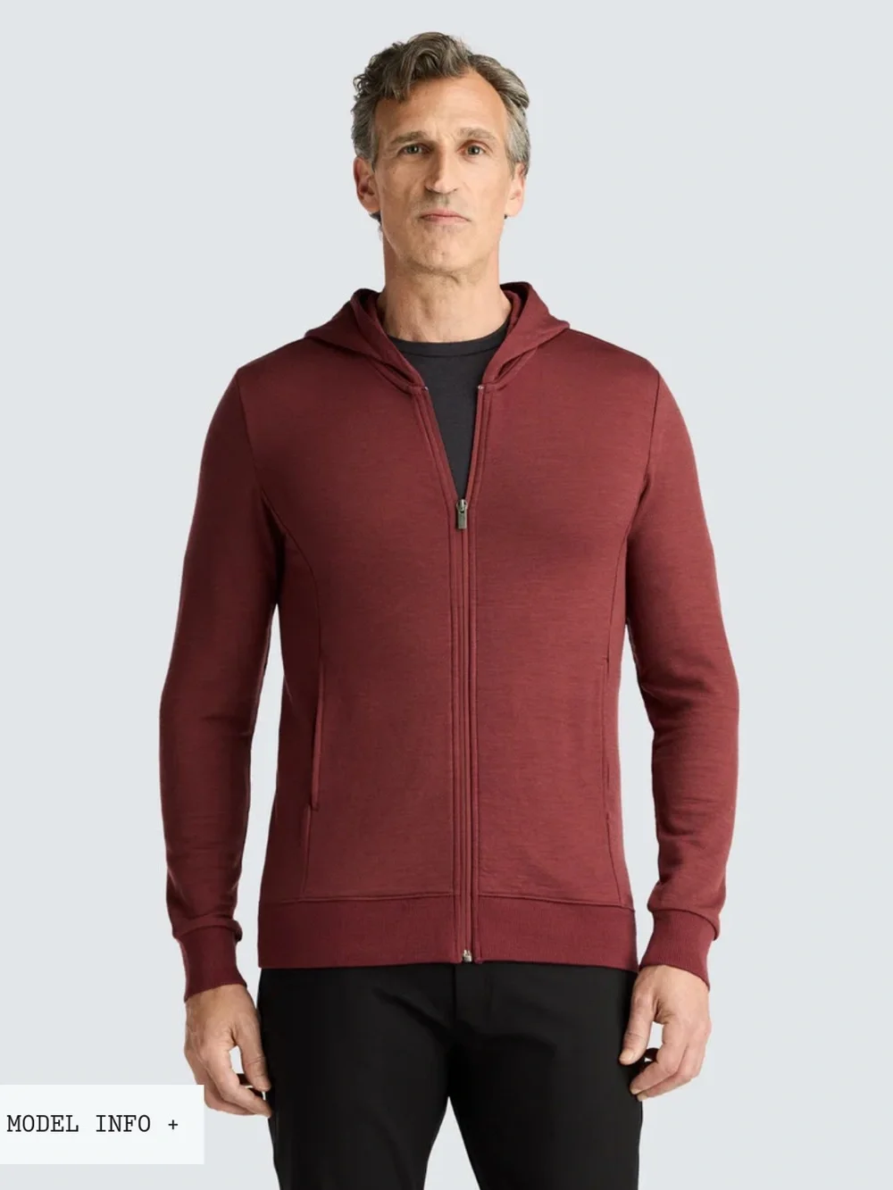 Men's Compact Travel Hoodie Unbound Merino - Red - Medium